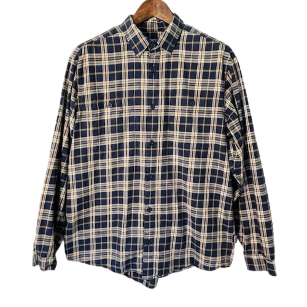 Patagonia 100% Organic Cotton Plaid Button Down Shirt Long Sleeve Large